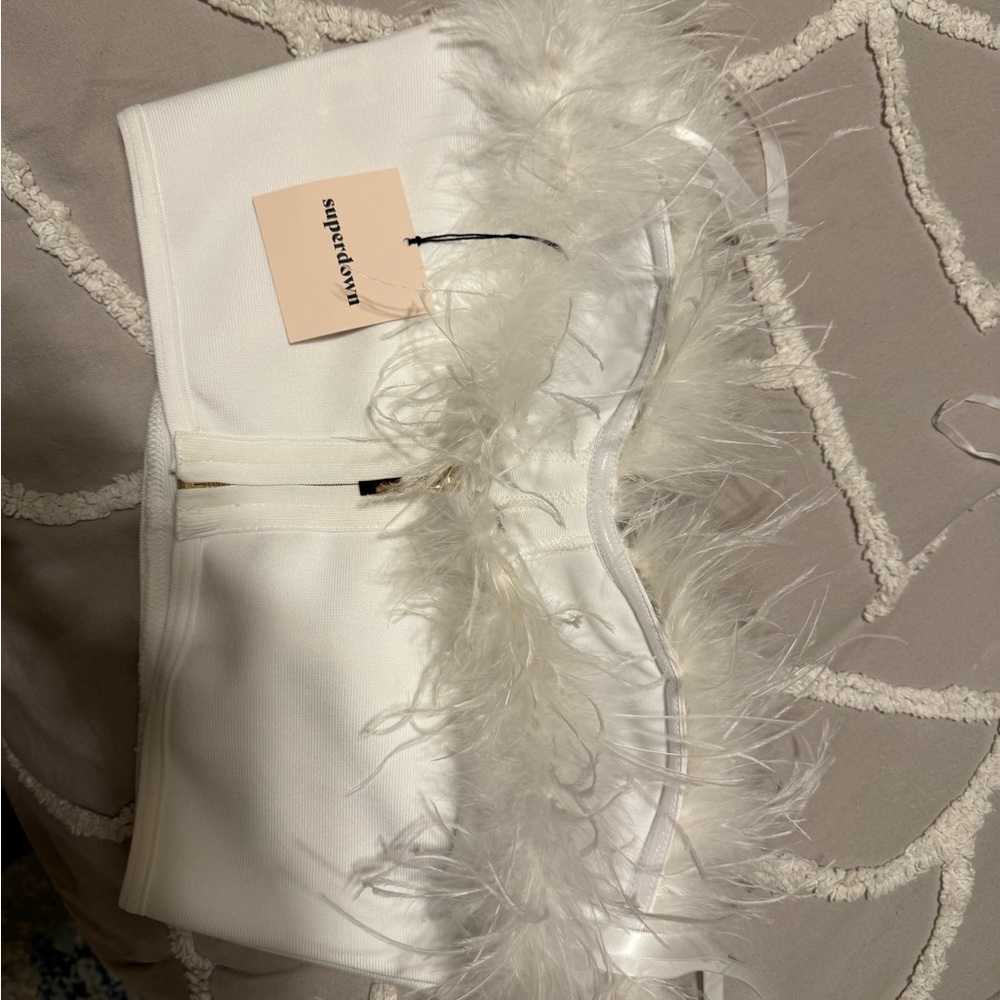 Revolve white feather corset size Large never worn